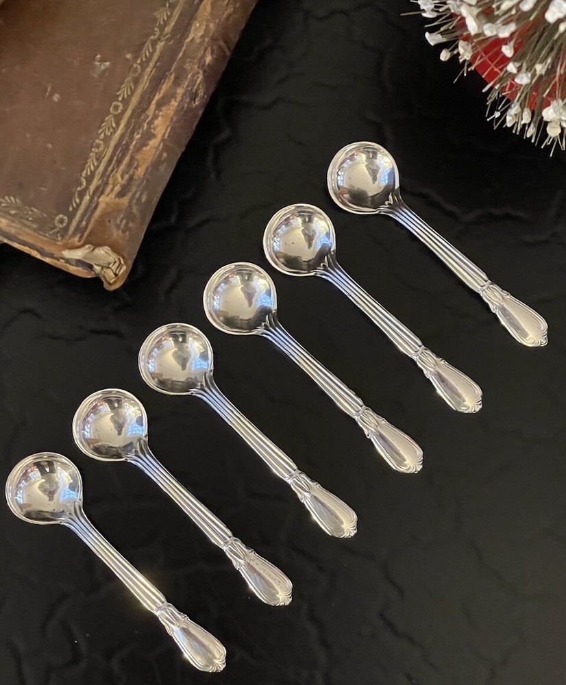 🎄🎄🎄 SIX Rare Whiting Troubadour Sterling Silver 925 Salt Spoon American 2.5”