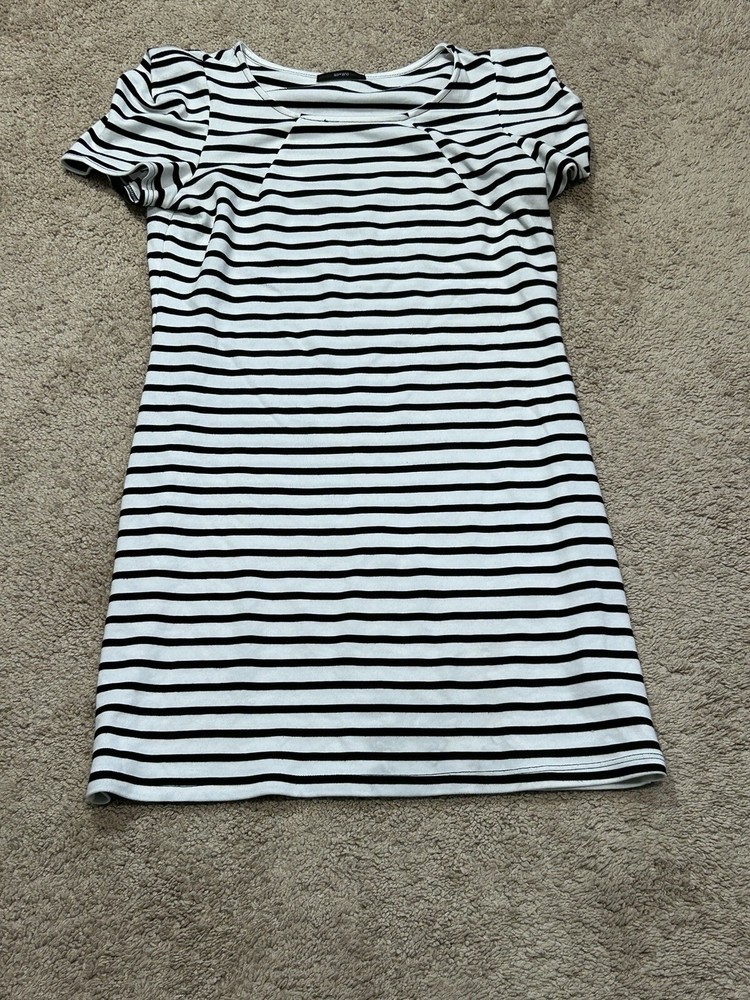 Sopranos Womens Dress Size Medium Black White Striped Soft Stretch Comfort