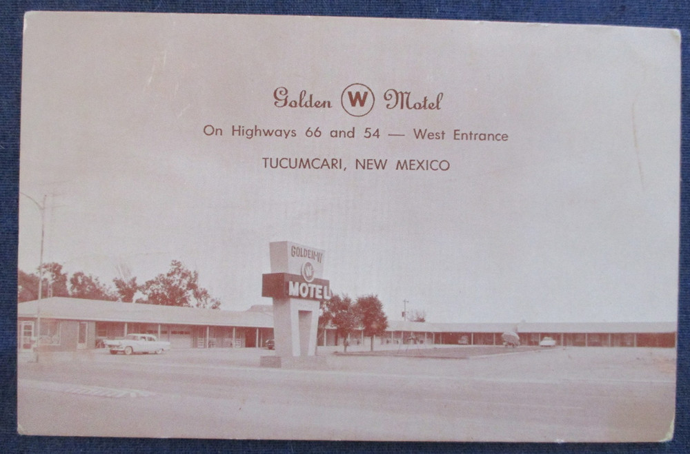 1950s Tucumcari New Mexico Golden W Motel Route 66 Postcard