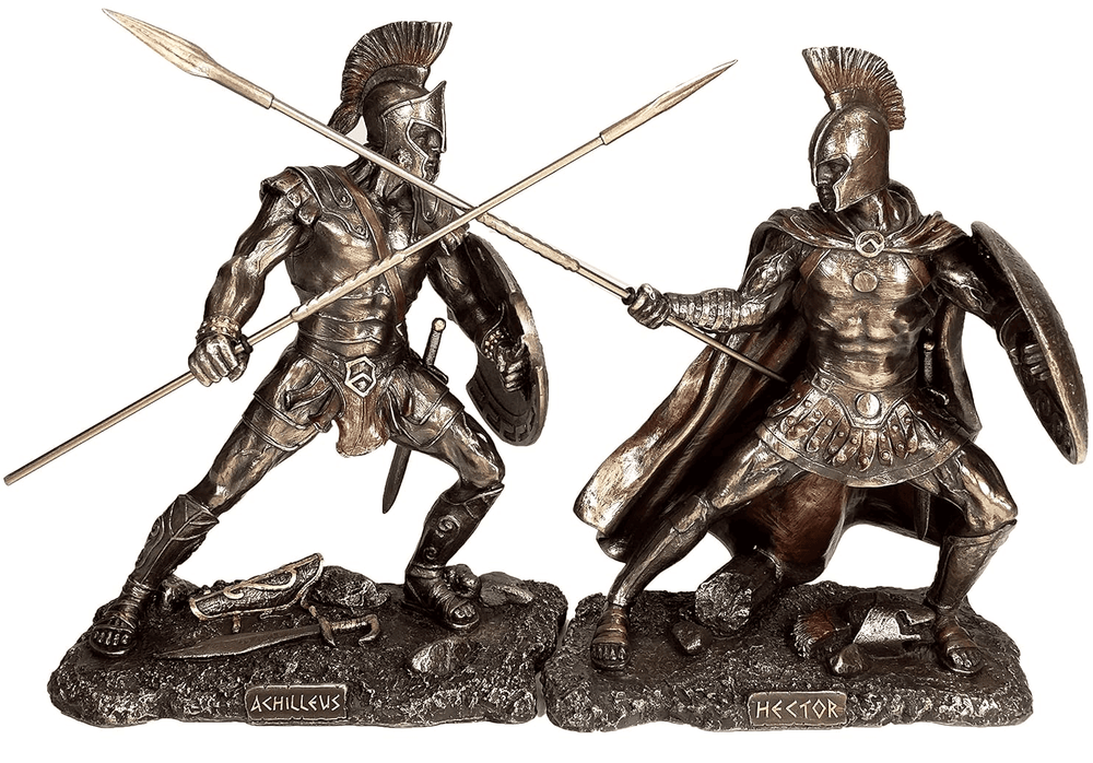 Hector vs Achilles Greek Mythology Bronze Battle Statue Sculpture-image