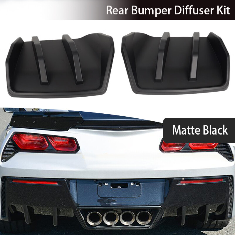 2014-2019 Corvette C7 Z06 STG 3 Big Fin Matte Black Rear Bumper Diffuser