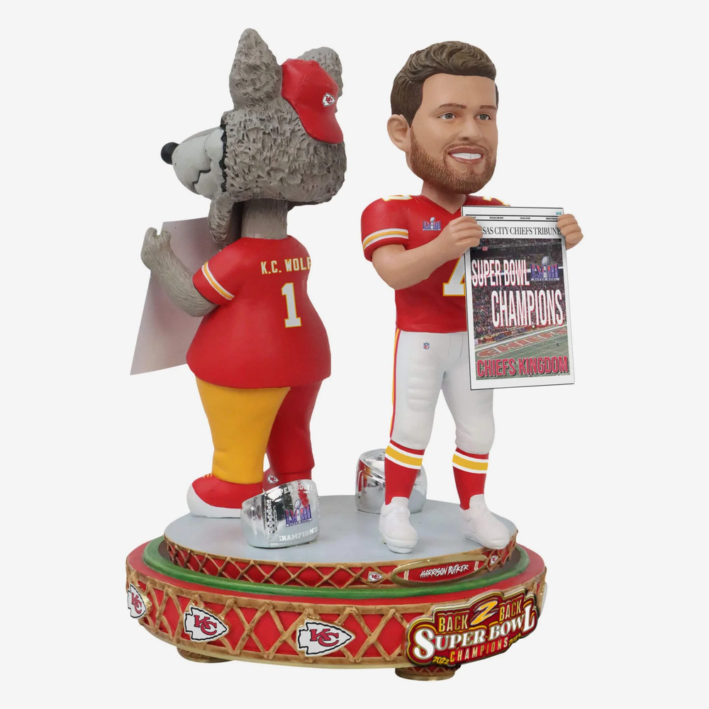 Harrison Butker and KC Wolf Chiefs Super Bowl Champion Bobblehead Set  