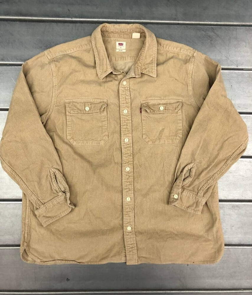 Levis Corduroy Shacket Mens XL Beige Long Sleeve Button Up Trucker Jacket