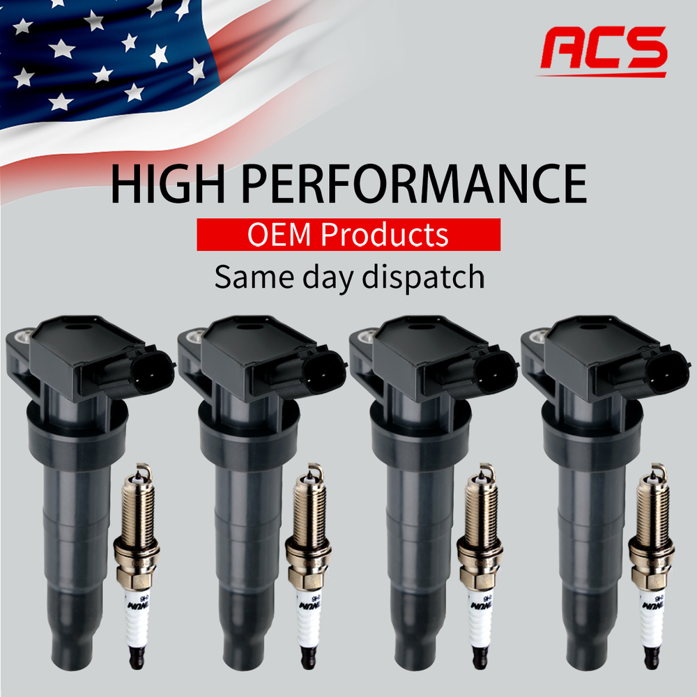 4X OEM Ignition Coil & 4X Iridium Spark Plug For Hyundai Sonata Kia Optima UF611