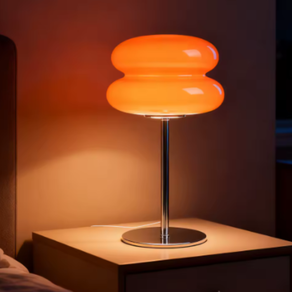 Macaron Glass Table Lamp Tricolor Dimmable Night Light Bedroom Living Room Decor