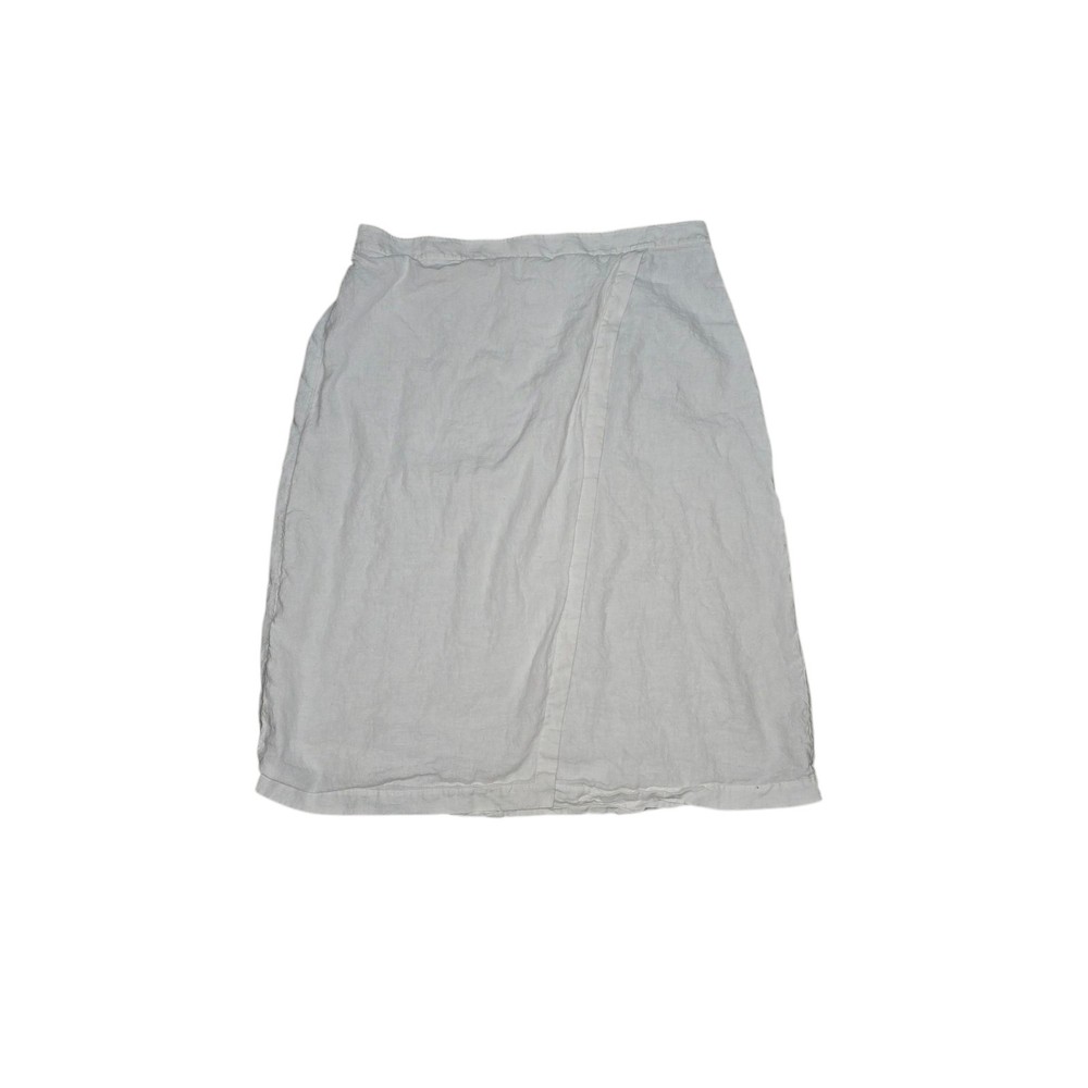 Eileen Fisher Womens XL Organic Linen Faux Wrap Skirt White Summer Light Nice
