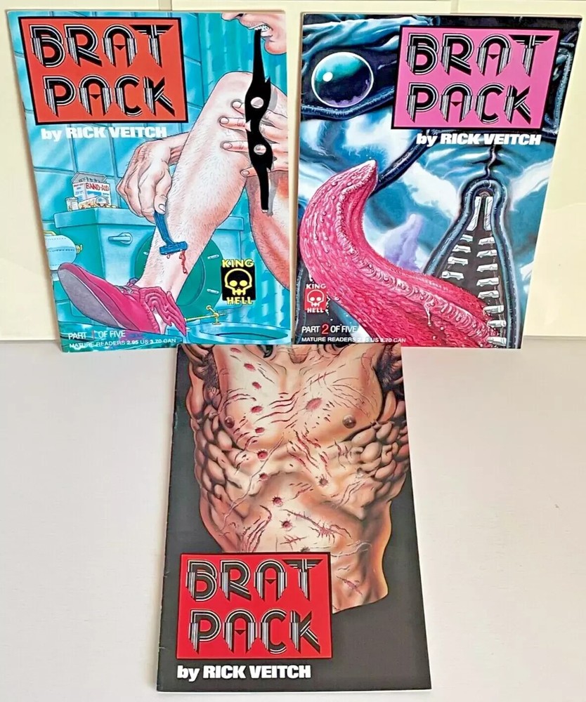 King Hell Comics BRAT PACK 3 BOOK LOT # 1 2 3 RICK VEITCH FN 1990