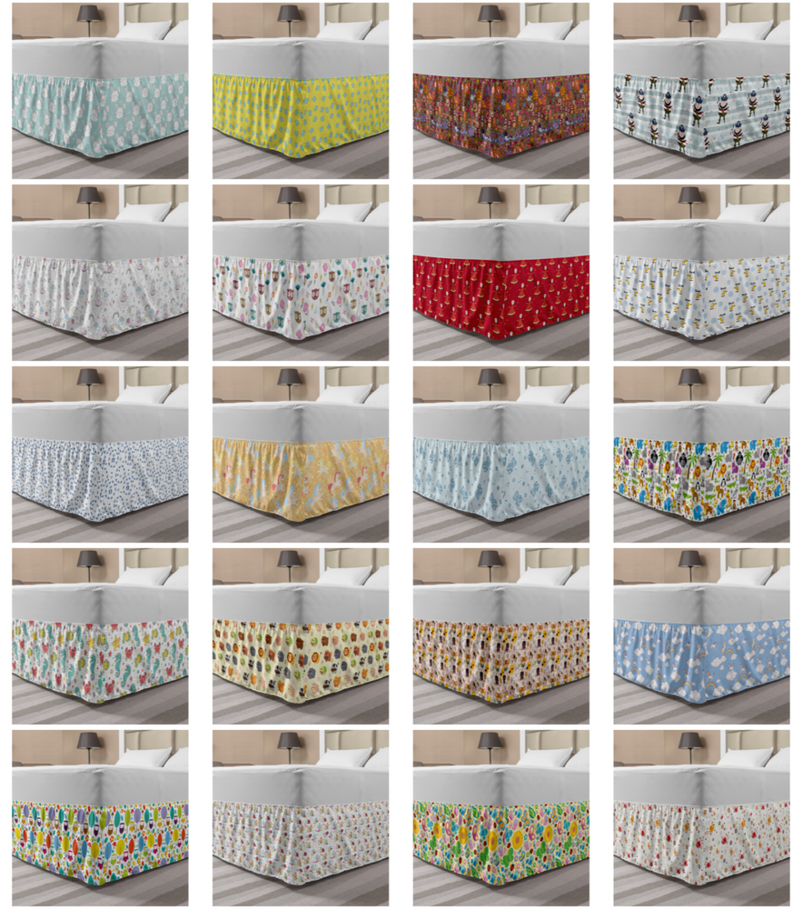 Ambesonne Modern Pattern Bedskirt Elastic Wrap Around Skirt Gathered Design