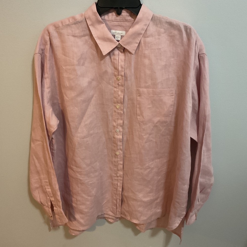 Womens J. Jill 100% Love Linen Loose Fit Button-front Tunic,Beachy,Preppy,Large