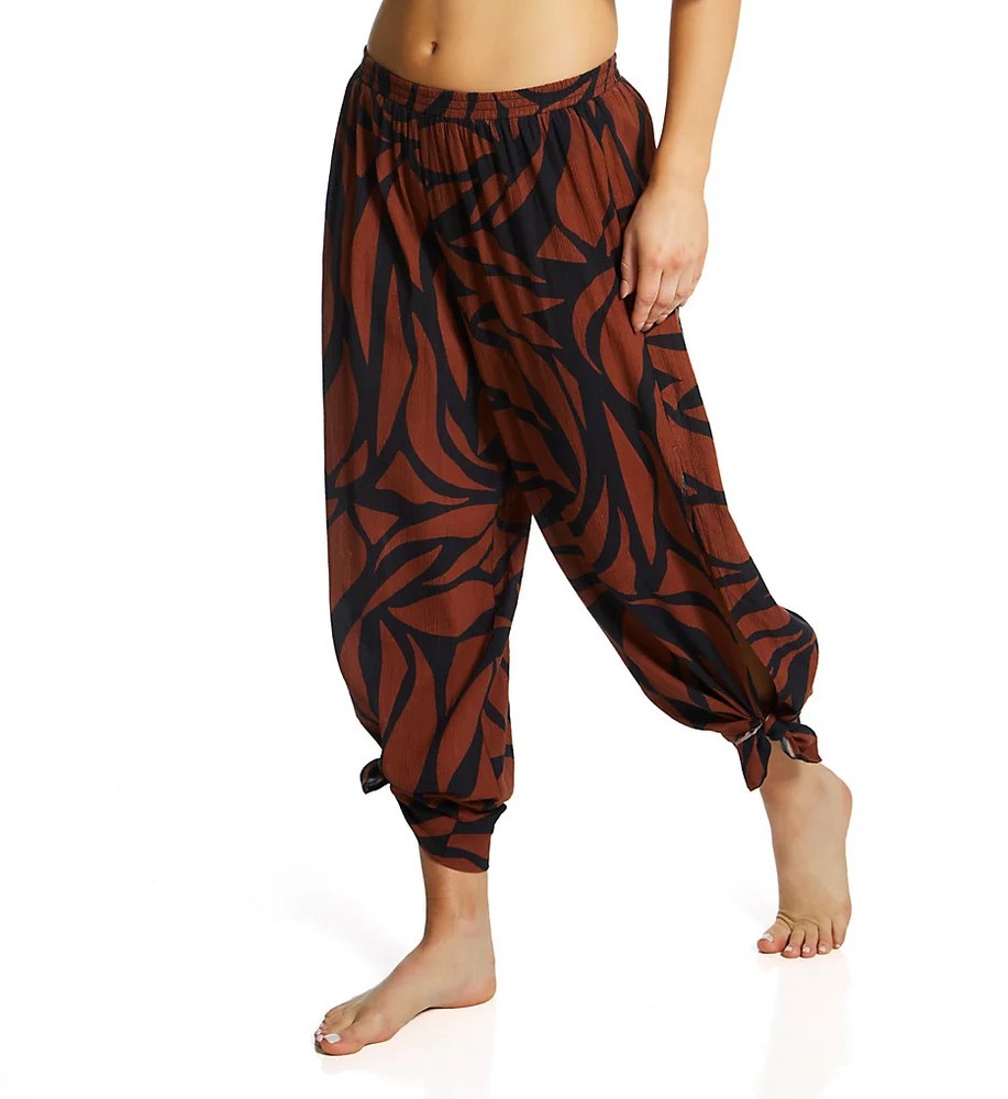 Sanctuary A23807 Abstract Animal Print Slit Side Crop Pant Cover Up-image