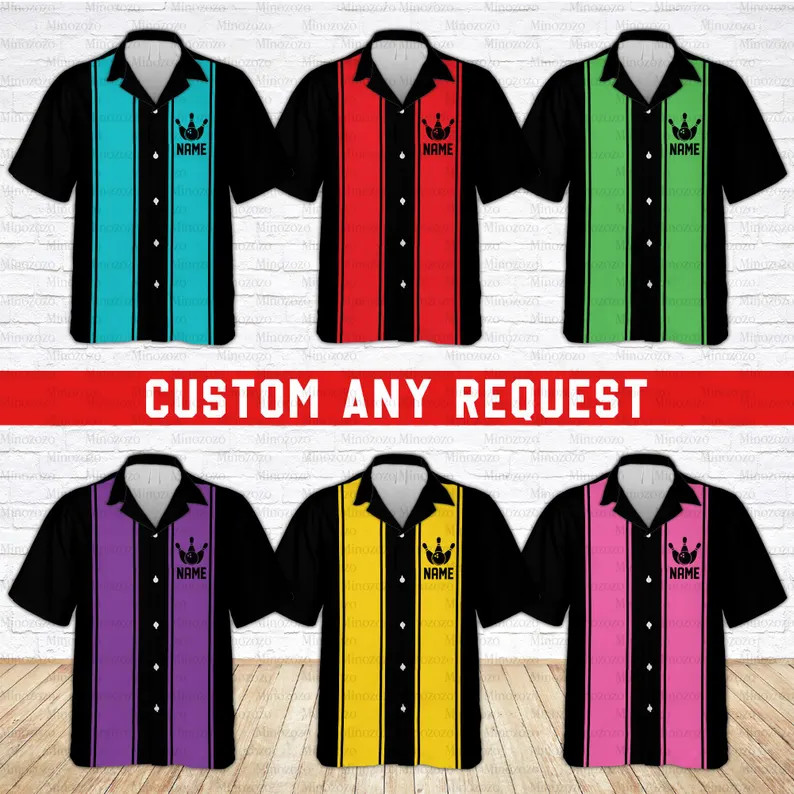 Retro Bowling Hawaiian Shirt Personalized Vintage Style Gift