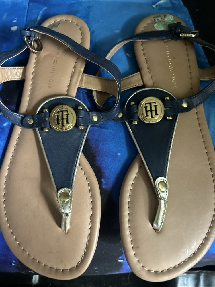 Tommy Hilfiger Women's Blue Thong Sandals Size 8