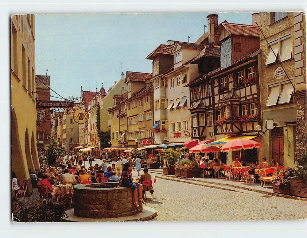 Postcard Street Scene Lindau Lake Constance Germany