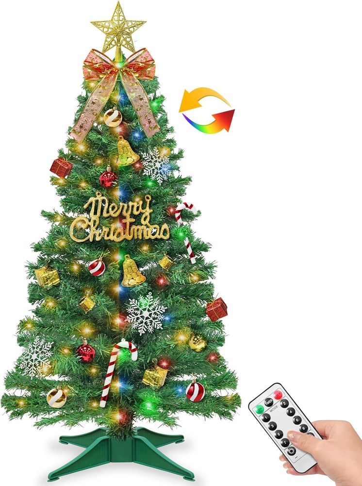 Remote Control-3 FT Artificial Mini Christmas Tree,Tabletop Small Christmas Tree