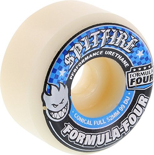 Spitfire Formula 4 99d Conical 52mm White W/Blue Skateboard Wheels (Set of 4)