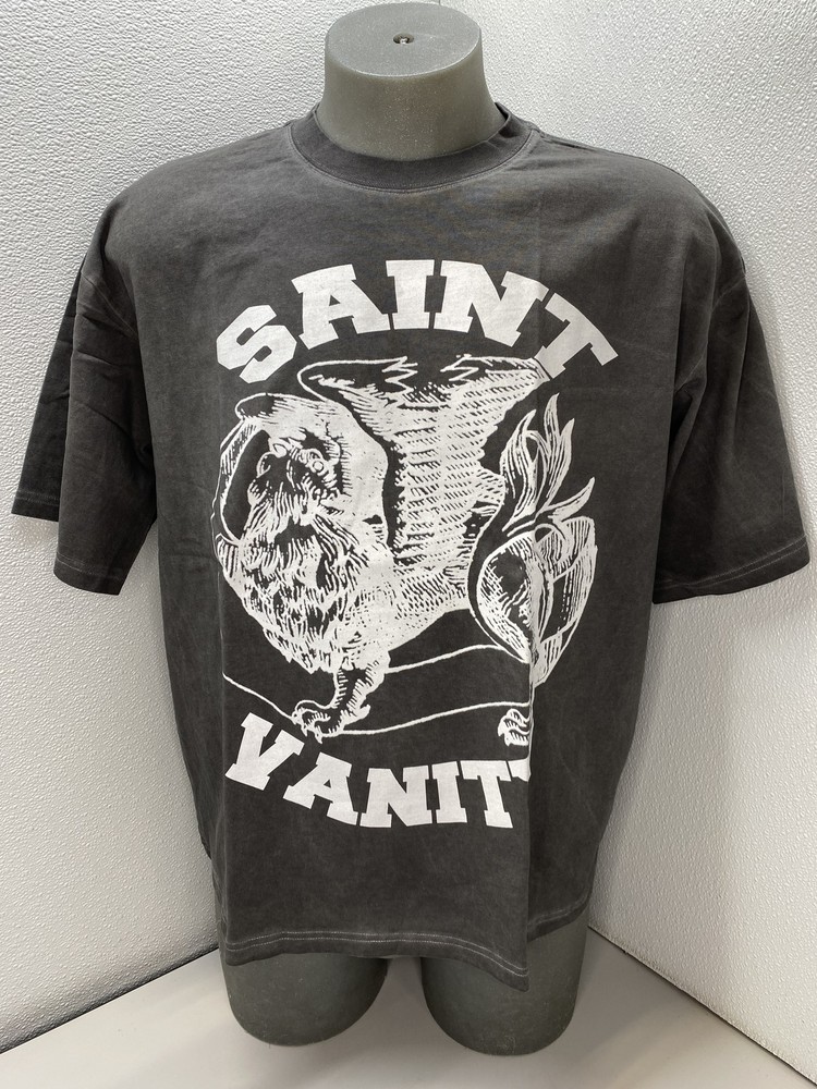 Saint Vanity Mens T-Shirt Gray/White Size L Griffin Logo Graphic Short Sleeve