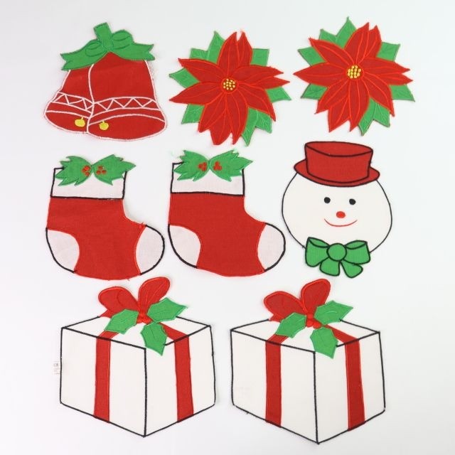 8 Vintage Lillian Vernon Christmas Cloth Applique Snowman Craft Stocking