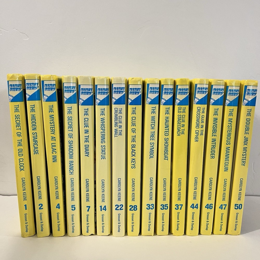 Nancy Drew Lot 15 Books Glossy Yellow Spine Carolyn Keene Grosset  Dunlap HC