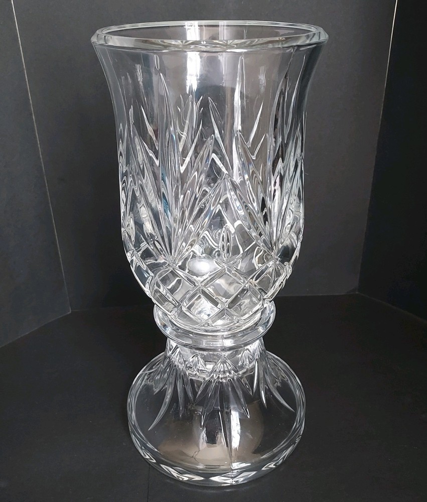 Princess House Royal Highlights Lead Crystal Hurricane Lamp 2 Pc Candle Holder