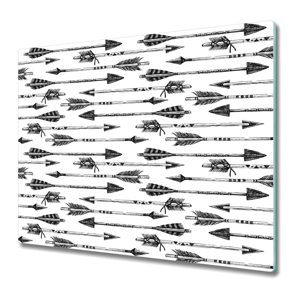 Glass Induction Ceramic Hob Cover Hand drawn arrows white and gray 60x52