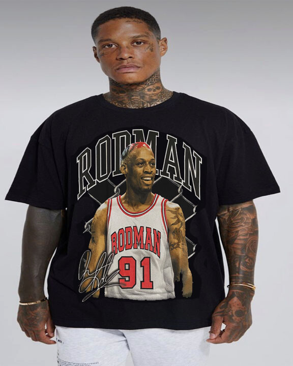 RODMAN 91 BASQUETBALL BLACK T SHIRTS MEN'S SIZES BULLS