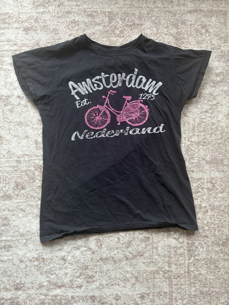 Vintage Amsterdam Nederland Bike Graphic T Shirt XS-S