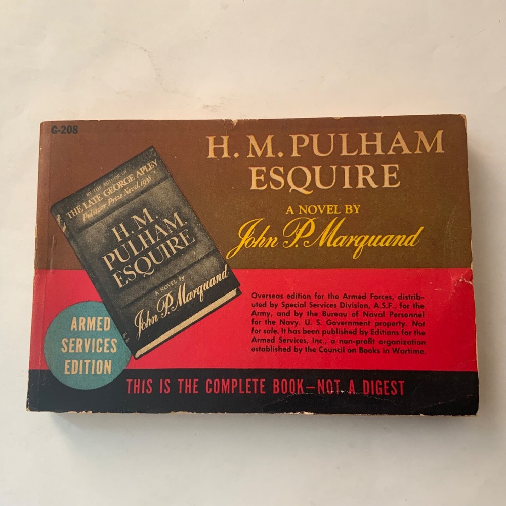H. M. Pulham Esquire by John Marquand 1944 Armed Services Edition G-208 VG+ - NF