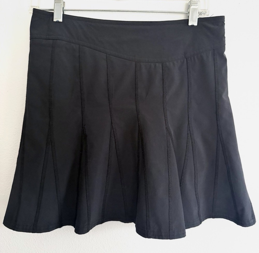Athleta Pleated Skort Women Size 0 Black Athletic Liner Zip Pocket Stretch