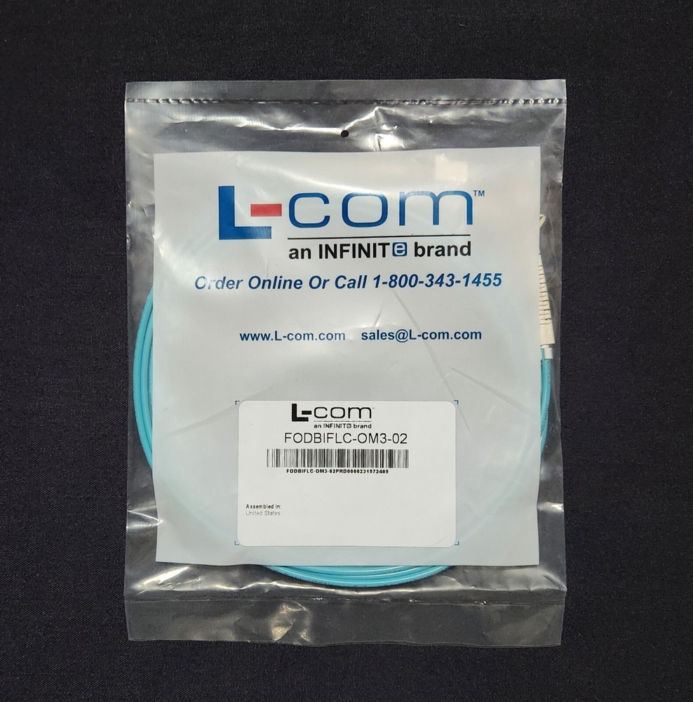 L-Com FODBIFLC-OM3-02 2M Fiber Optic Cable ***NEW PART*** Multimode LC Duplex