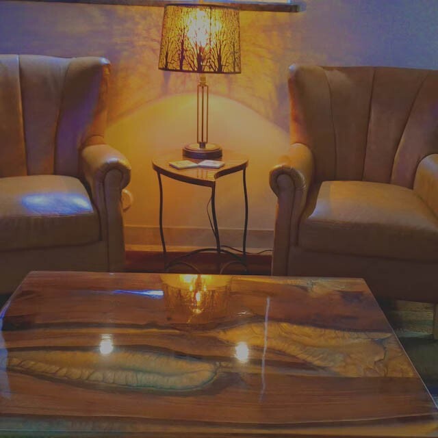 Epoxy Resin Acacia Wood Side Table with Stunning Tabletop for Hallway or Living Room Decor-image