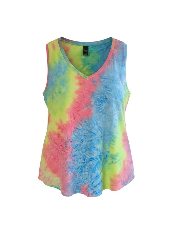 RITERA Plus Size Tie‑Dye V‑Neck Camisole Tank Top Sleeveless Summer Shirt 4XL