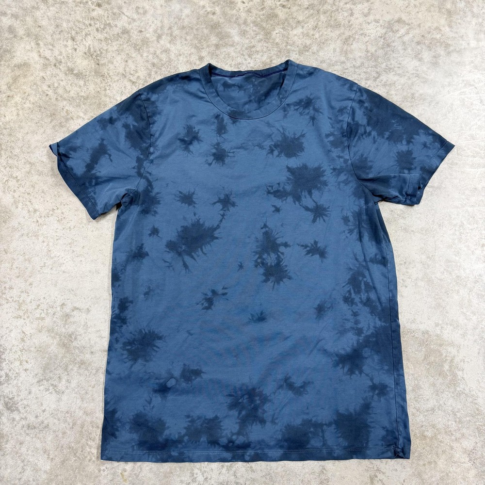 Lululemon Shirt Mens medium Blue Tie Dye fundamental tee perfromance stretch
