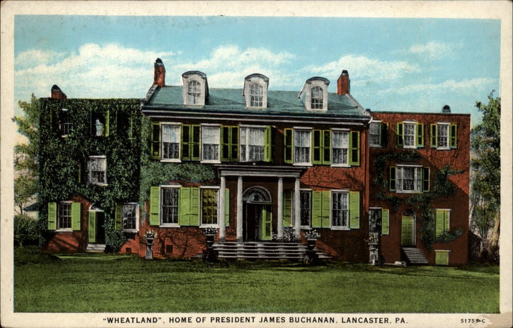 Lancaster Pennsylvania Wheatland Pres James Buchanan's home vintage postcard