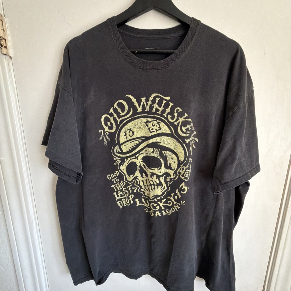 Lucky 13 Saloon San Francisco Distressed Cotton T-shirt XL Black