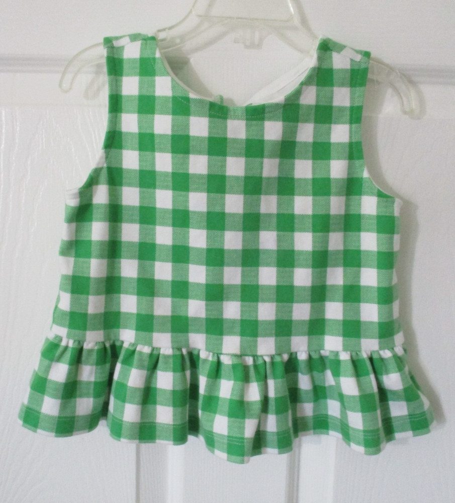 Janie and Jack Girl's Green White Check Top Size 6