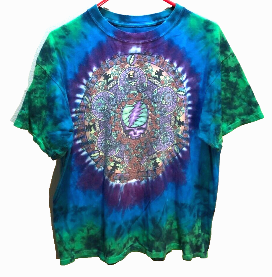 Grateful Dead Dancing Bear 2000 Liquid Blue Tie Dye Vintage 2-Sided T-Shirt L