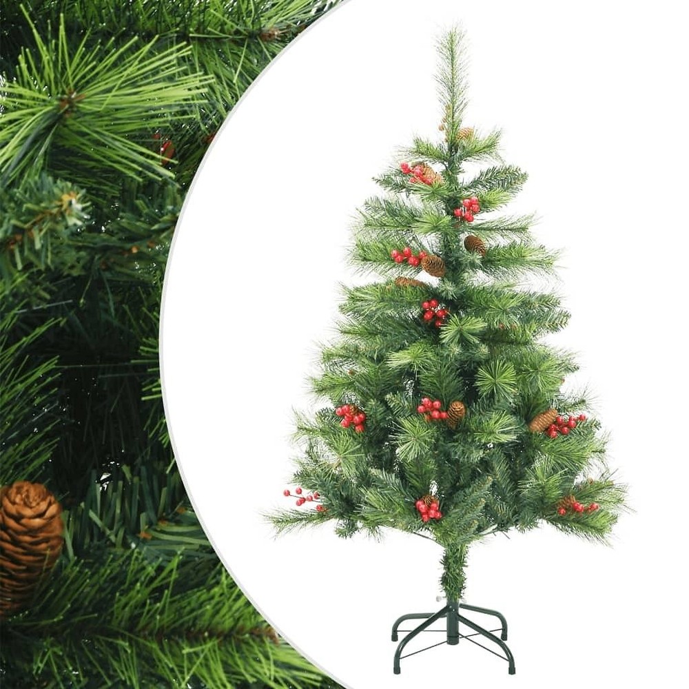 Hinged Artificial Christmas Tree with Green PVC and Metal Inlays