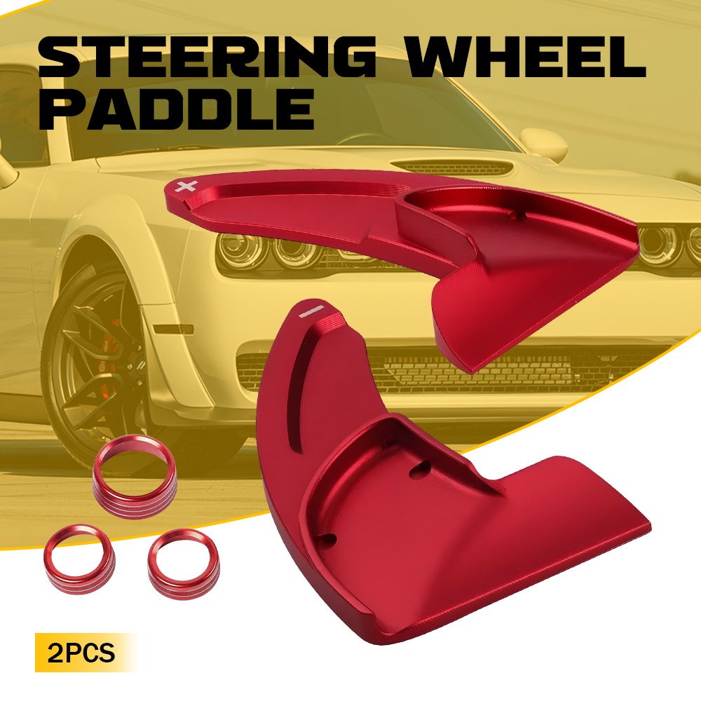 For Dodge Challenger Charger Red Steering Wheel Shift Paddle Trim & Control Knob