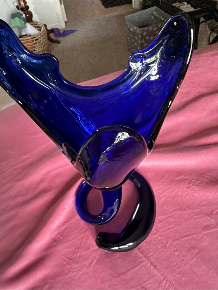 Vintage Hand Blown Art Glass Vase, 11 In., Great Condition, Mid Century Modern