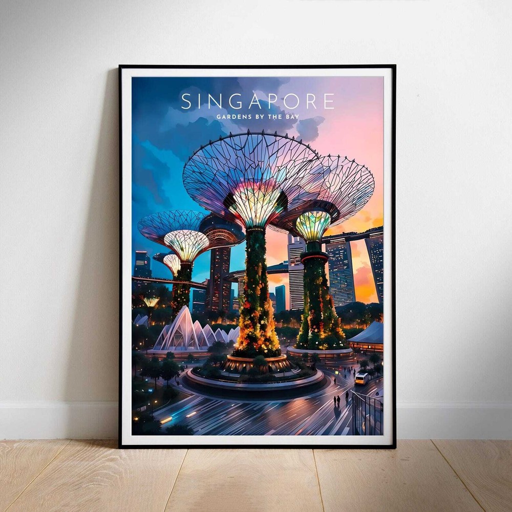 Printable Wall Art Singapore Retro Travel Poster Instant Hanging Decor New Home