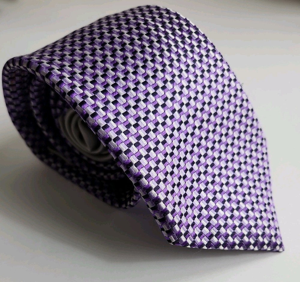 RARE SILVER EDITION Ermenegildo Zegna Silk Tie Purple and  Black 60