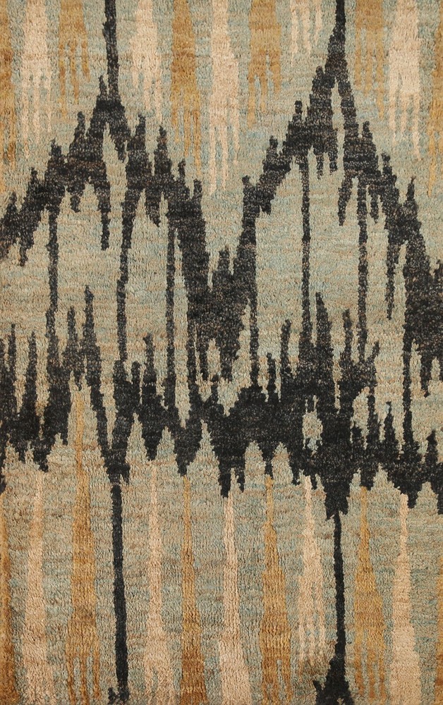 Modern Abstract Moroccan Jute Rug 4x6 Hand-Knotted Indian Carpet-image