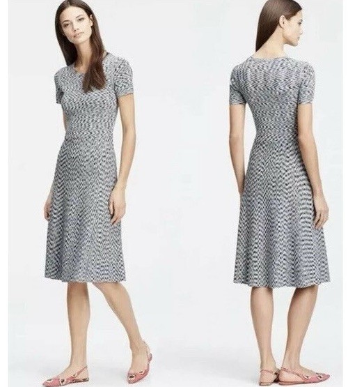 Ann Taylor spacedye knit fit-and-flare midi dress Petite medium Casual Stretch