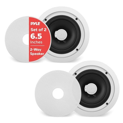 Pyle 6.5'' In-Wall/In-Ceiling Midbass Speakers (Pair) - 2-Way Woofer Speaker...