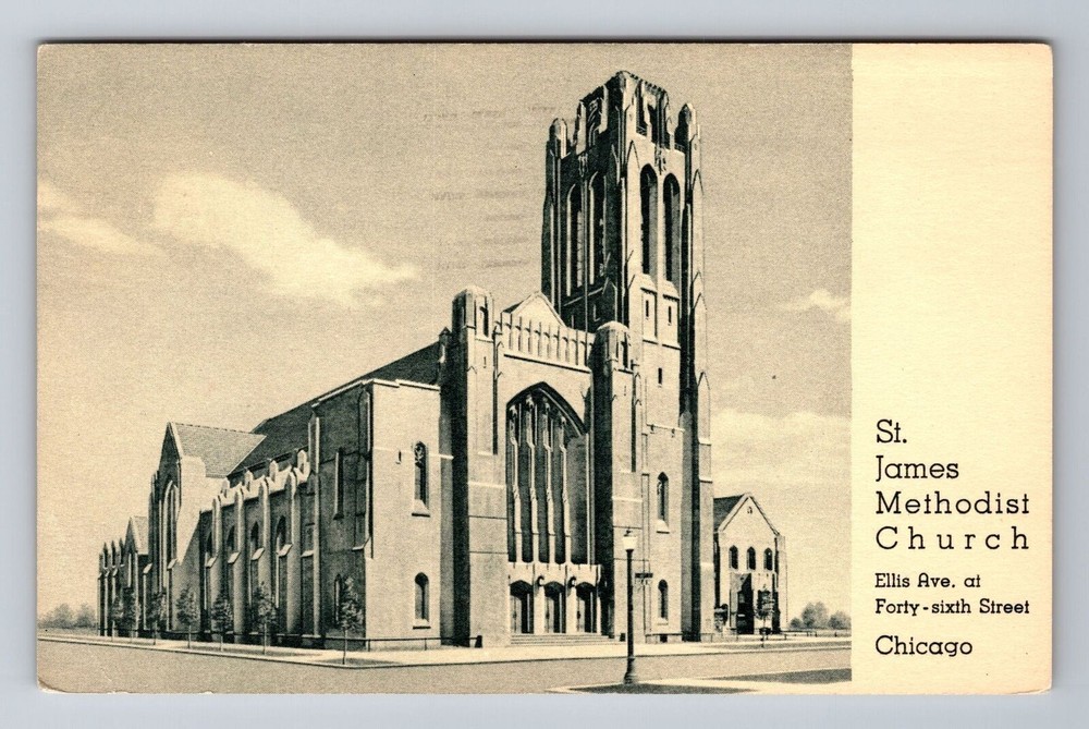 Chicago IL-Illinois, St James Methodist Church, Ellis Ave. Vintage Postcard