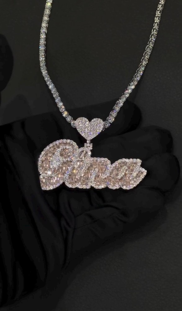 1.5-3.5in Custom D Letter Moissanite Hip Hop Rose Silver Pendant