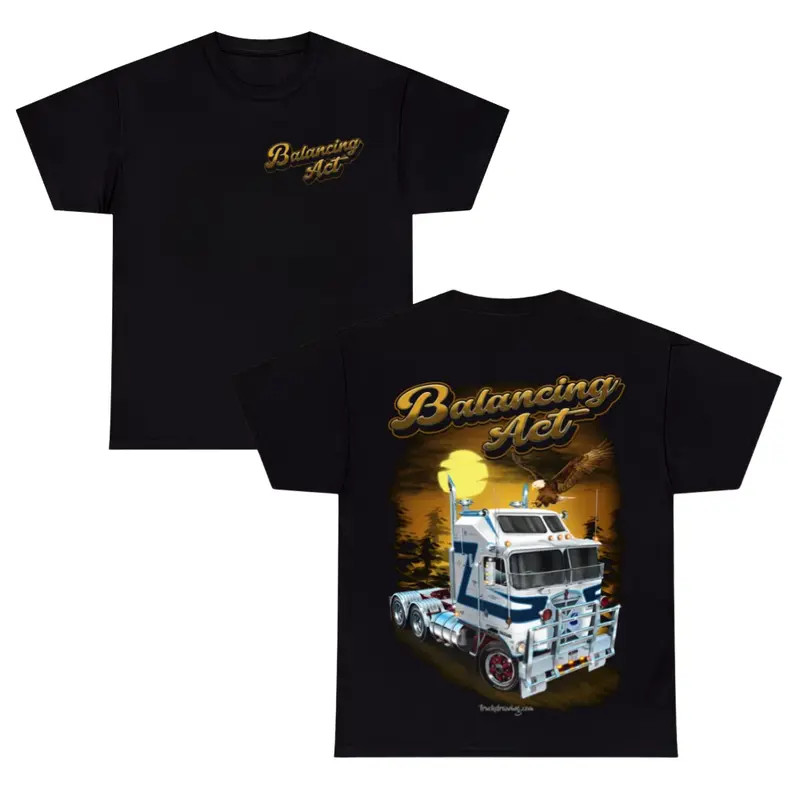 Balancing Act T-Shirt ? Vintage Cabover Semi Truck Graphic Tee, Soft Cotton