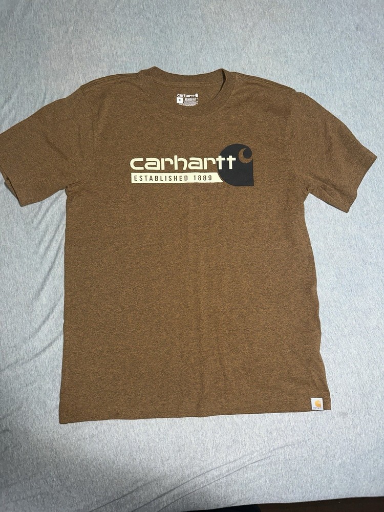 Carhartt Men's Brown Graphic Logo Relaxed Fit Short Sleeve T-Shirt Size M