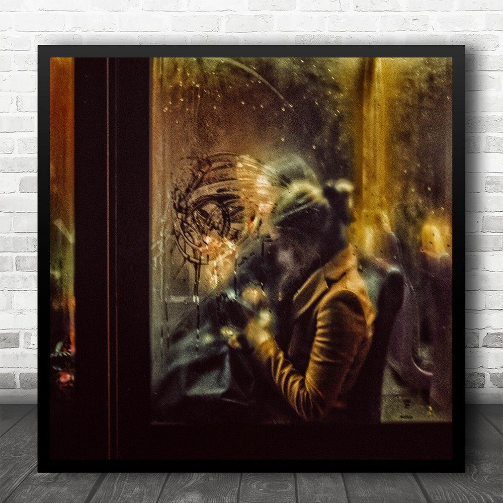 Street Blur Blurry People Woman Window Metro Bus Transportation Square Art Print