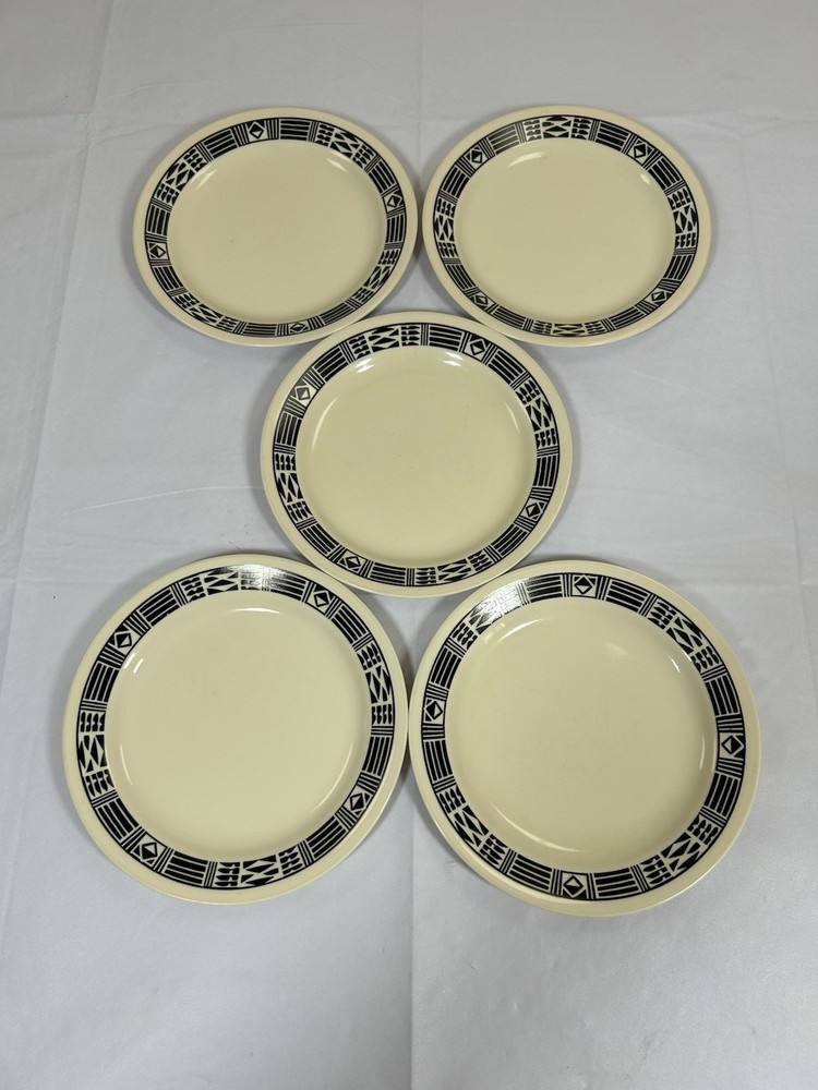 Corelle TRIBAL SPIRIT Salad Bread Plates Black Geometric 7 1/8